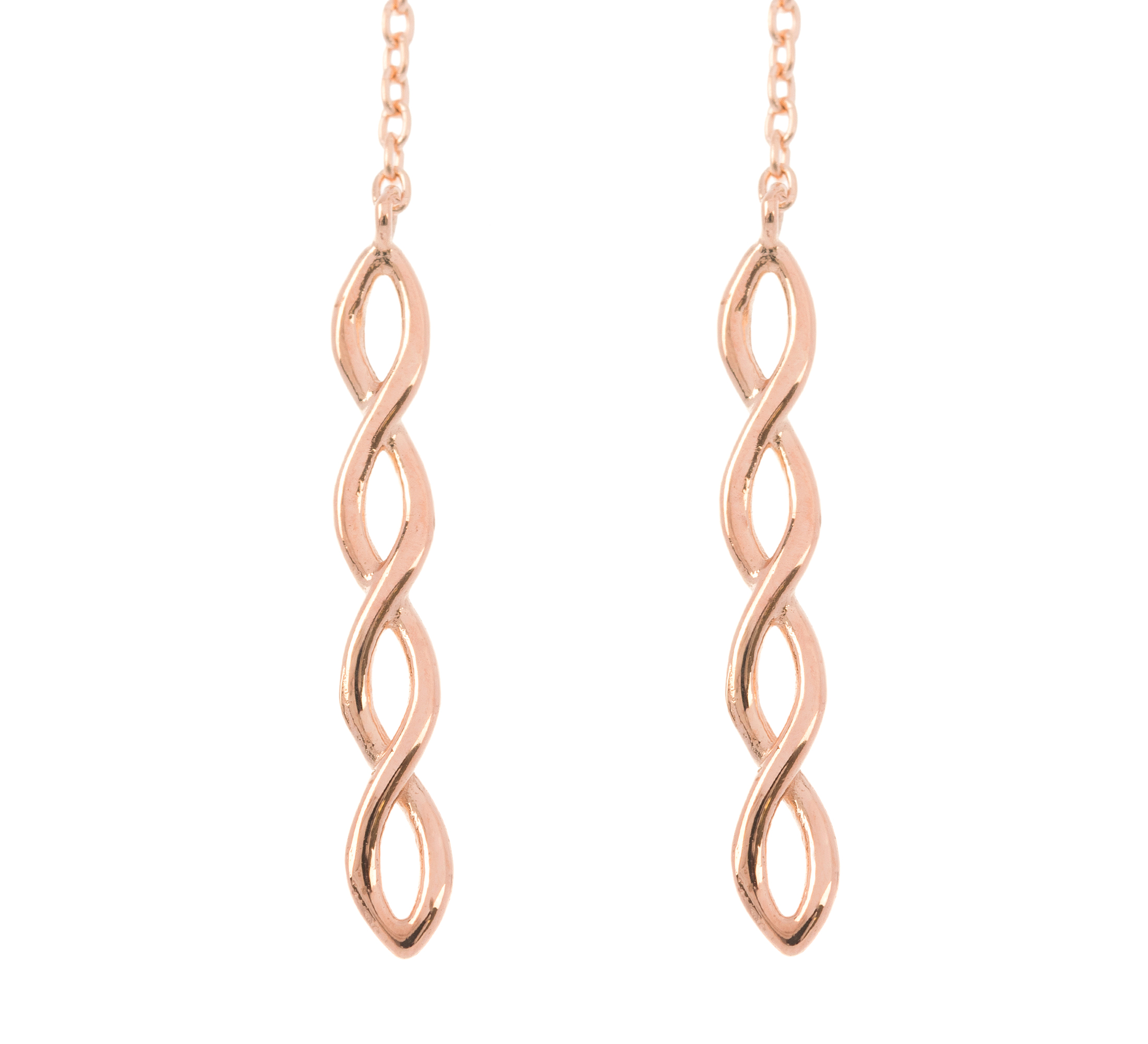 9ct Rose Gold Plait Threader Earrings