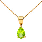 9ct Yellow Gold 0.85ct Peridot Pear Shaped Solitaire Pendant