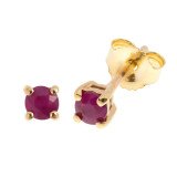 9ct Yellow Gold 0.20ct Round Ruby Solitare Stud Earrings