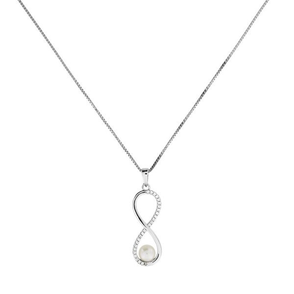 Sterling Silver Freshwater Pearl Infinity Earring Pendant