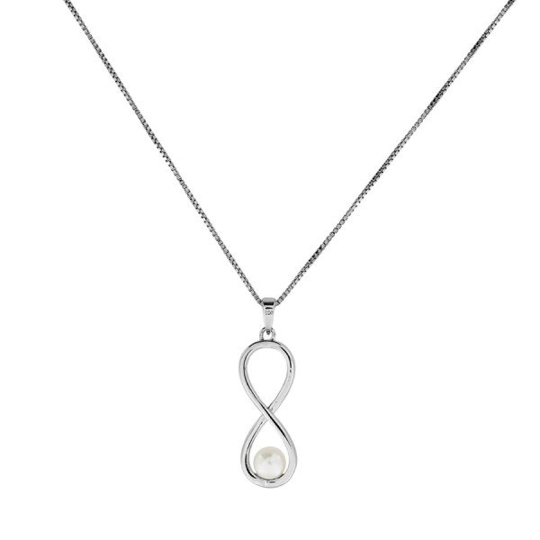 Sterling Silver & Freshwater Pearl Infinity Pendant