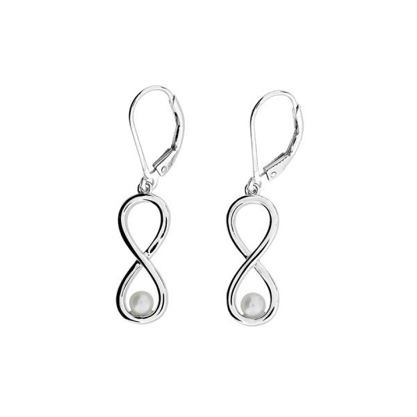 Sterling Silver & Freshwater Pearl Infinity Earrings