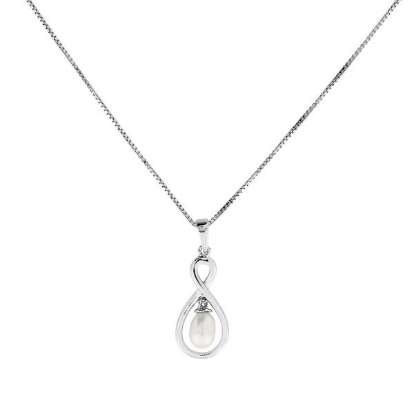 Sterling Silver Freshwater Pearl Infinity Pendant