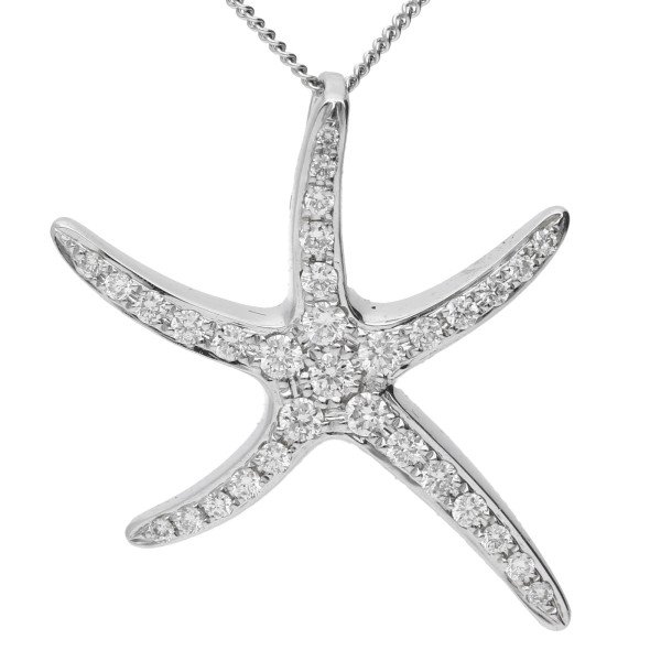 18ct White Gold 0.30ct Diamond Starfish Pendant