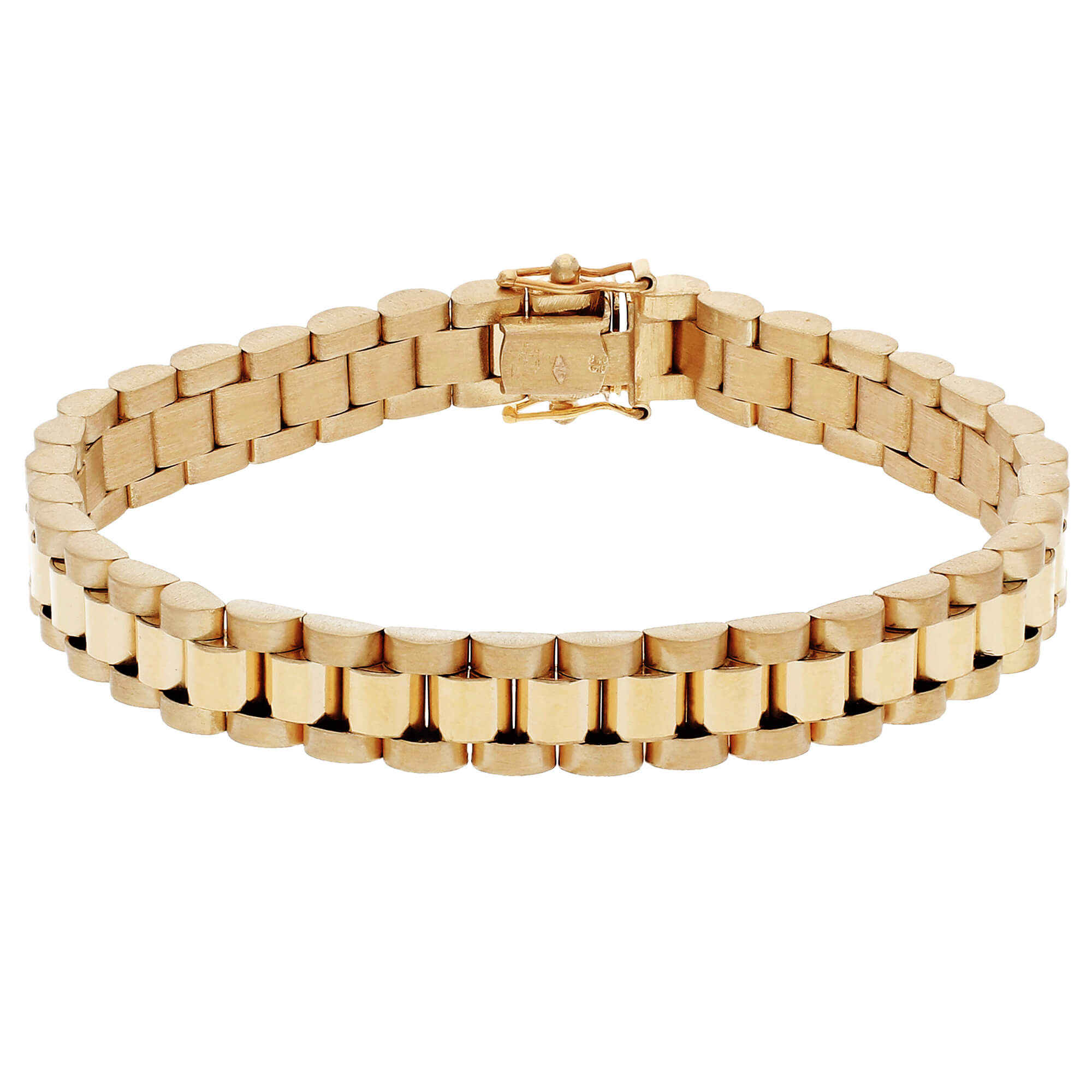 9ct Gold Solid Textured Square Curb Bracelet - 16mm - 9