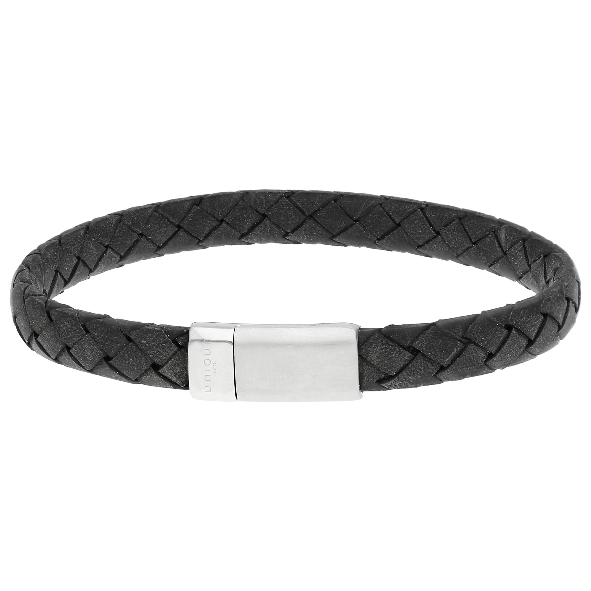 Men's Black Leather Bracelet With Steel Clasp | Buy Online | Free and ...