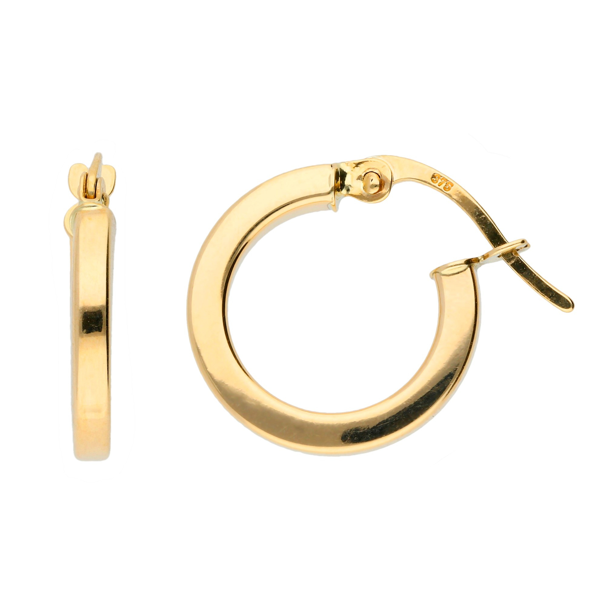 9ct Yellow Gold 14mm Square Edged Small Hoop Earrings | Buy Online ...