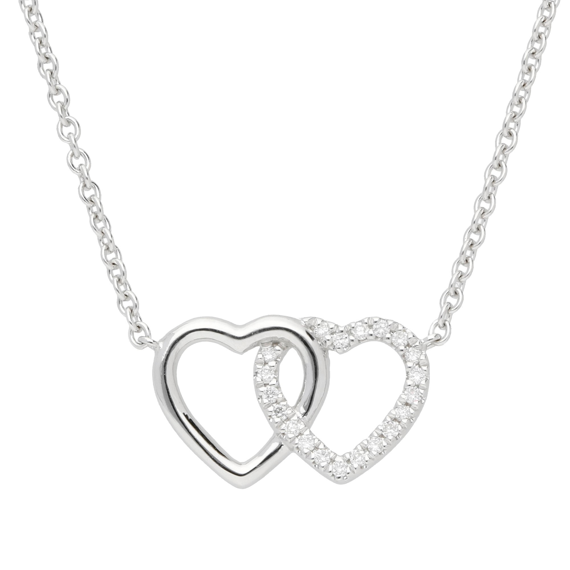 Diamond Accent Double Heart Pendant in Sterling Silver | Peoples Jewellers