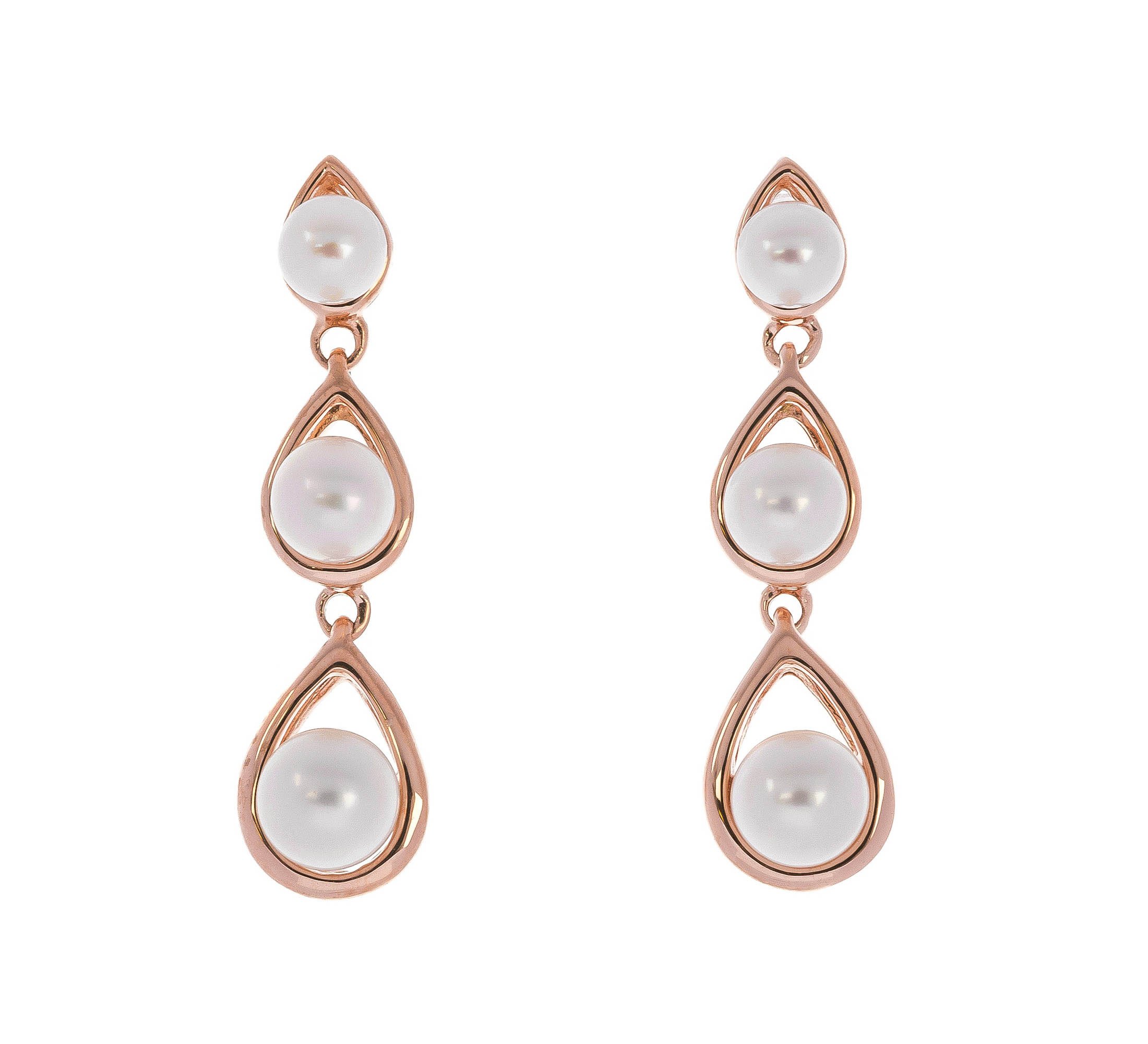9ct Rose Gold Graduated Pearl Drop Earrings | Buy Online | Free and ...