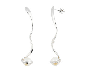 Sterling Silver Cultured Pearl Long Fancy Earrings