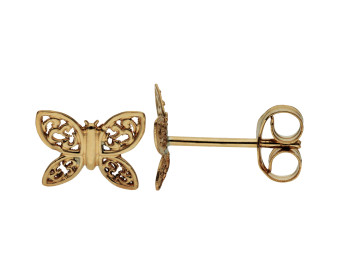 9ct Yellow Gold Filigree Butterfly Stud Earrings