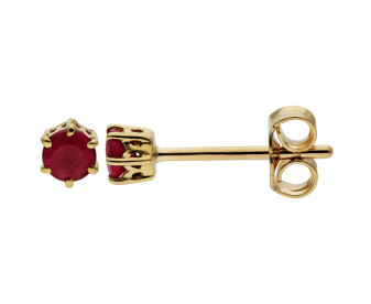 9ct Yellow Gold 3mm Ruby Stud Earrings
