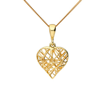 9ct Yellow Gold Heart Pendant Necklace 