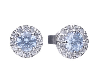 Diamonfire Sky Blue Cubic Zirconia Sterling Silver Stud Earrings