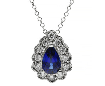9ct White Gold Diamond & Sapphire Necklace