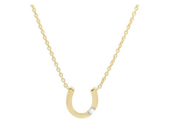 9ct Yellow Gold Diamond Horseshoe Pendant Necklace