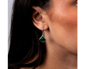 Gold Plated Sterling Silver Malachite Drop Earrings