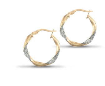 9ct Yellow Gold 21mm Frosted Twisted Hoop Earrings