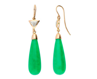 Handcrafted Italian Jade & Diamond Drop Earrings