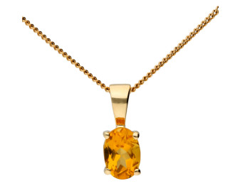 9ct Yellow Gold 0.40ct Citrine Solitaire Pendant 