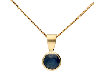 9ct Yellow Gold 5mm Sapphire Solitaire Round Shape Pendant