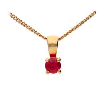 9ct Yellow Gold 3mm Ruby Solitaire Round Shape Pendant