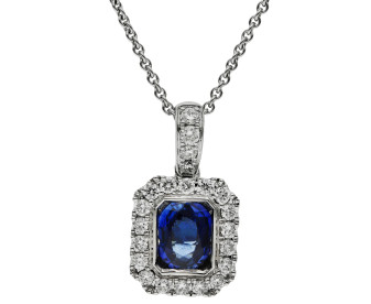 18ct White Gold Diamond & Sapphire Pendant