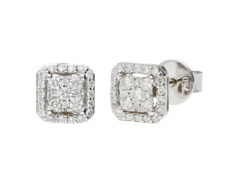 18ct White Gold 0.22ct Diamond Cluster Earrings