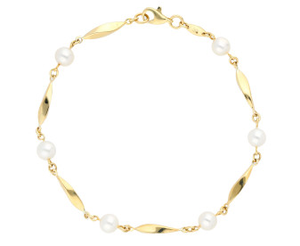 9ct Yellow Gold Freshwater Pearl Twisted Bracelet
