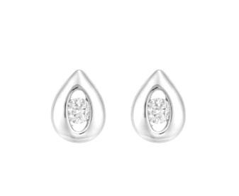 9ct White Gold Diamond Pear Drop Solitaire Stud Earrings