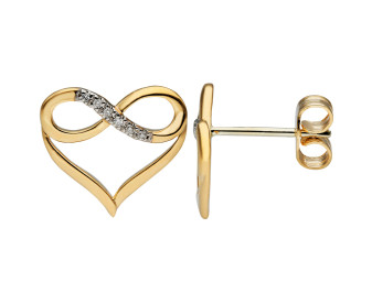 Diamond Infinity 9ct Yellow Gold Heart Earrings