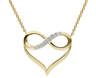 9ct Yellow Gold Diamond Infinity Heart Necklace