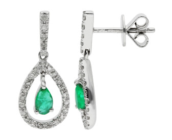 18ct White Gold 0.36ct Emerald Drop Earrings