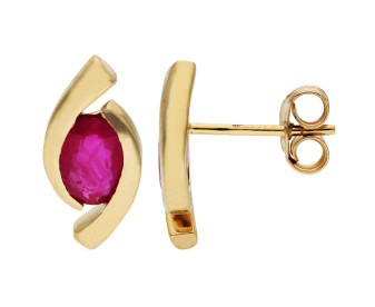 9ct Yellow Gold Ruby Twist Stud Earrings