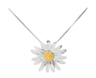 Silver & Yellow Gold Plated Daisy Flower Pendant