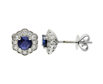 18ct White Gold 0.60ct Sapphire Stud Earrings