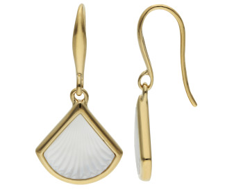Gold Plated Sterling Silver Mother Of Pearl Drop Earrings