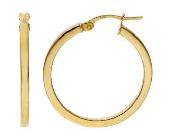 18ct Gold Square Edged 24mm Hoop Earrings