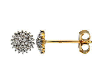 9ct Yellow Gold Diamond Cluster Stud Earrings