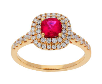 18ct Yellow Gold Diamond & Ruby Ring
