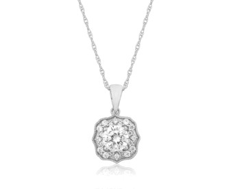 Cubic Zirconia & 9ct White Gold Pendant