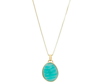 Sterling Silver & Gold Plated Amazonite Oval Pendant