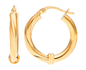 9ct Yellow Gold 21mm Fancy Twisted Hoop Earrings