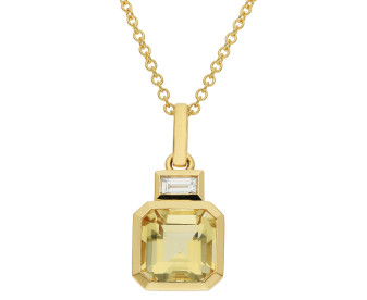 18ct Yellow Gold Diamond & Citrine Pendant