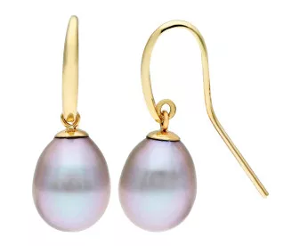 Hallmarked 9ct 9k Gold Cultured 7-8mm Pink Freshwater Pearl Leverback Earrings 