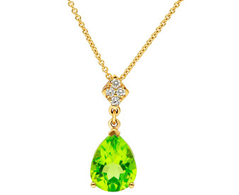 9ct Yellow Gold Diamond & 1.80ct Peridot Pendant