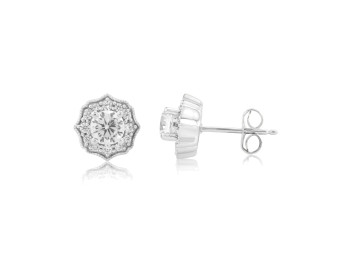 9ct White Gold Cubic Zirconia Stud Earrings