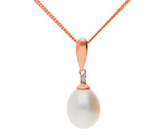 9ct Rose Gold Pearl & Diamond Pendant