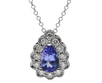 9ct White Gold Diamond & 0.45ct Tanzanite Pendant