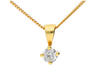 18ct Yellow Gold Diamond Solitaire Pendant